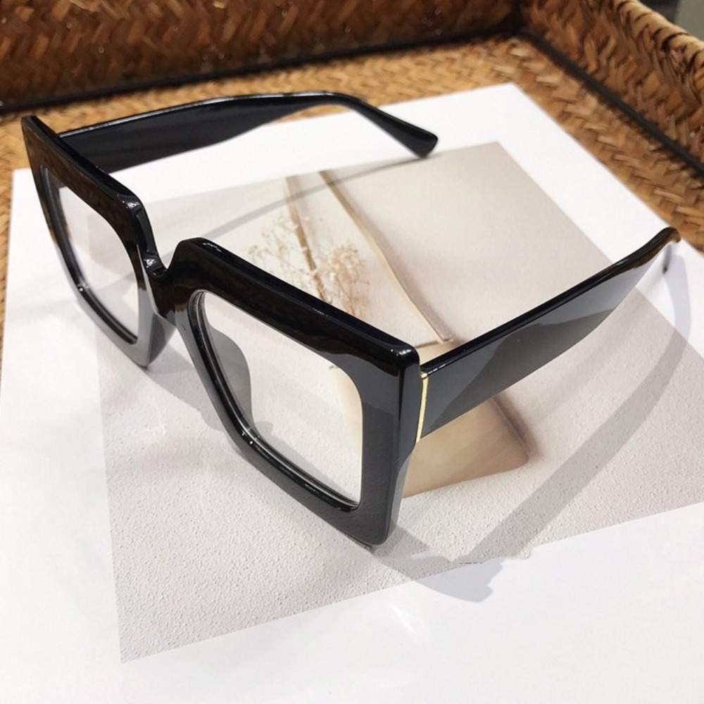 レトロなブルーライトカットメガネ特大フレーム韓国風インスクエ - Sunglasses Oversized Square のレビューと価格