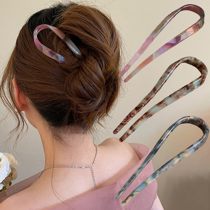 U 字型ヘアスティックアセテートアクリルヘアフォークヘアクリ - Women Accessories On Sale のレビューと価格