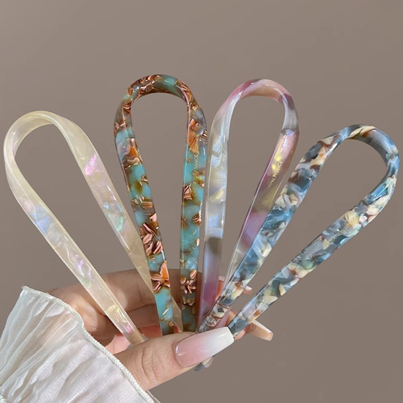 U 字型ヘアスティックアセテートアクリルヘアフォークヘアクリ - Women Accessories On Sale のレビューと価格