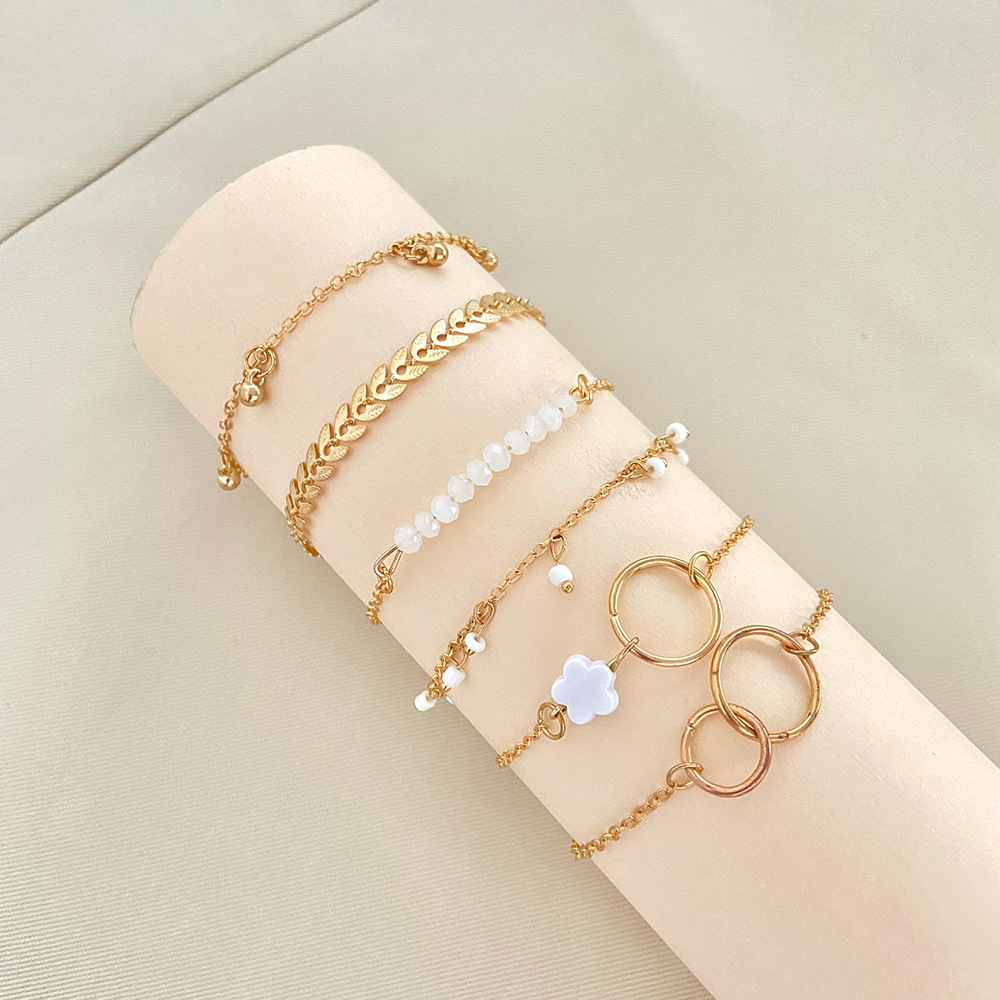 女性のための幾何学的な花の形をしたブレスレットのセット,6個 - Resin Bangle Bracelet のレビューと価格