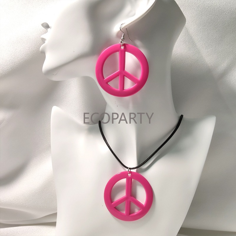 ヒッピーコスチュームセット,ピースサイン付きペンダント,ネッ - Women'S Accessories In The 60S のレビューと価格