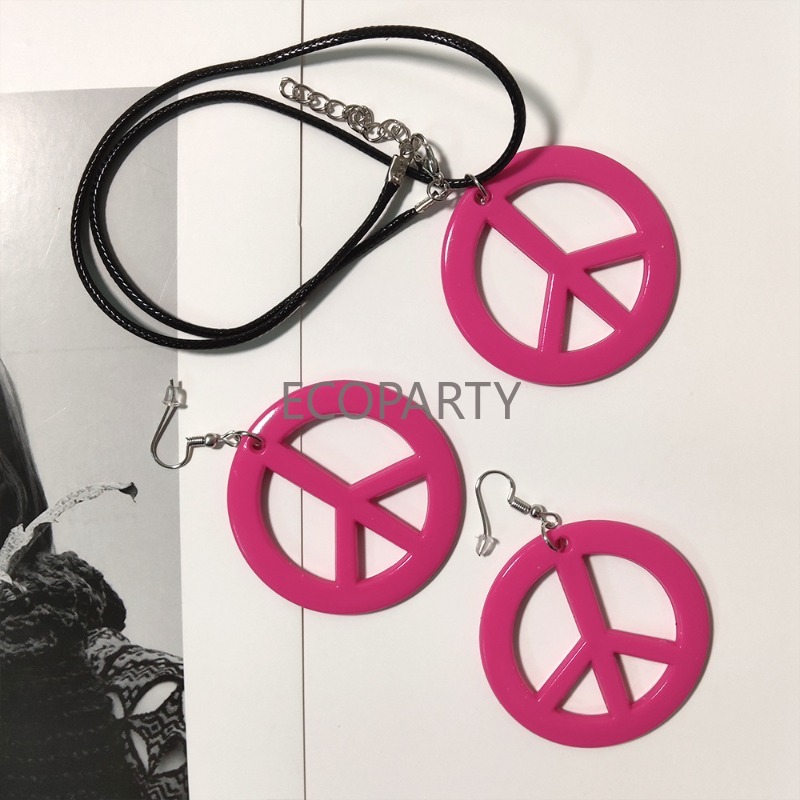 ヒッピーコスチュームセット,ピースサイン付きペンダント,ネッ - Women'S Accessories In The 60S のレビューと価格