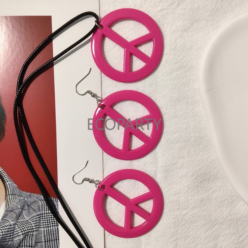 ヒッピーコスチュームセット,ピースサイン付きペンダント,ネッ - Women'S Accessories In The 60S のレビューと価格